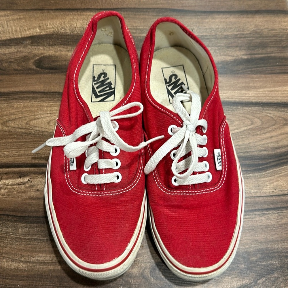 Vans Women's Red Canvas Sneakers with White Accents
